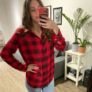 Crown & Ivy Red & Black Plaid Shirt